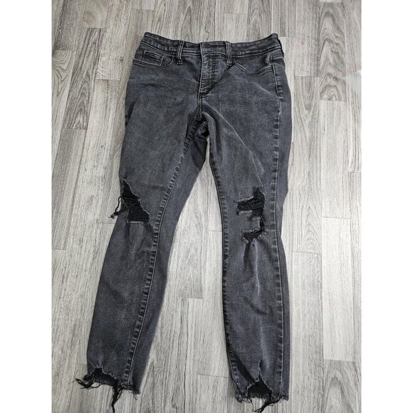 (3/$35) Universal Thread Jeans Womens 6/28S Black Skinny Distressed Raw Hem - Picture 1 of 12